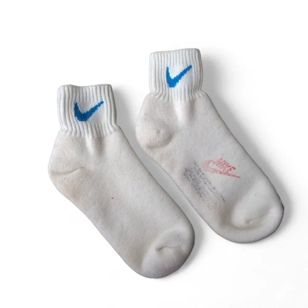 Nike Vintage 70s - 80s Swoosh Thick Cushioned Ankle Socks White / University Blu